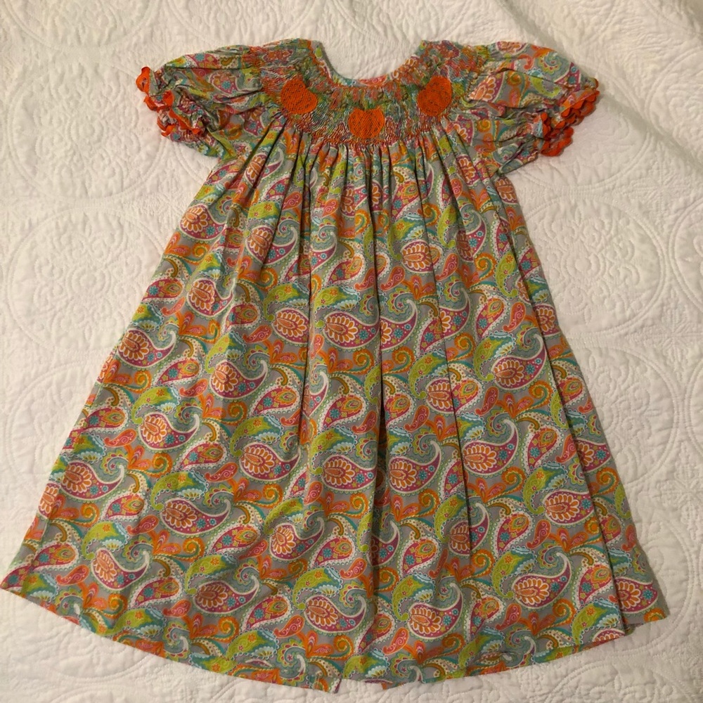 Pumpkin smocked dress